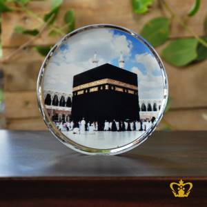 Islamic-Occasions-Gift-Crystal-Round-Paper-Weight-Holy-Kaaba-Color-Picture-Printed-Religious-Eid-Ramadan-Souvenir