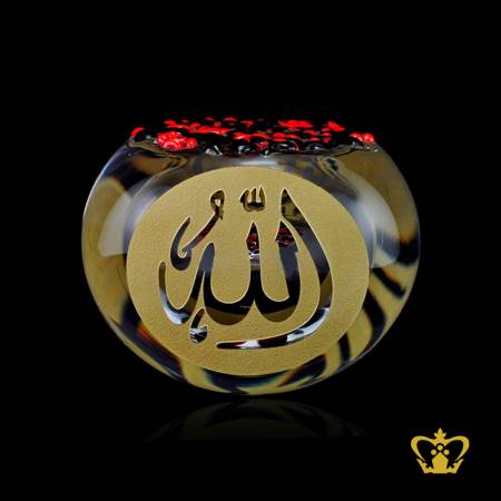 Round-Crystal-with-Abstract-Art-Paper-weight-Islamic-Gift-Eid-Ramadan-Occasion-Souvenir-Allah-Engraved-Golden-Arabic-Word-Calligraphy-