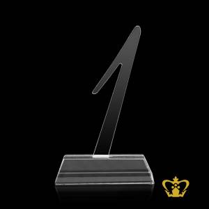 Number-1-crystal-cutout-one-years-appreciation-service-award-trophy-with-clear-base-customized-logo-text