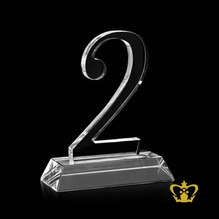 Number-2-crystal-cutout-two-years-appreciation-service-award-trophy-with-clear-base-customized-logo-text