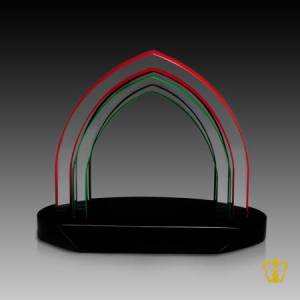 Mehrab-crystal-trophy-with-black-base-UAE-Flag-theme
