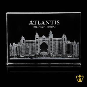 Crystal-Plaque-Desktop-Item-Engraved-Atlantis-Hotel-World-Famous-Landmark-Gift-Tourist-Souvenir