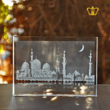 2D-laser-engraved-Sheikh-Zayed-Mosque-crystal-plaque-customized-logo-text-tourist-souvenir