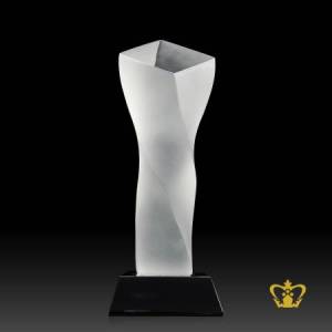 Handcrafted-Crystal-Twist-Frosted-Crystal-Trophy-with-Black-Base-Customized-Logo-Text-