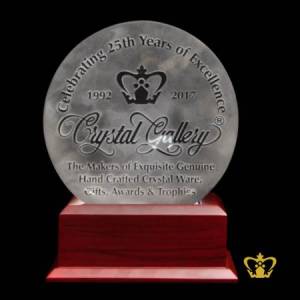 Personalized-crystal-slant-circle-trophy-with-wooden-base-customized-logo-text-engraving