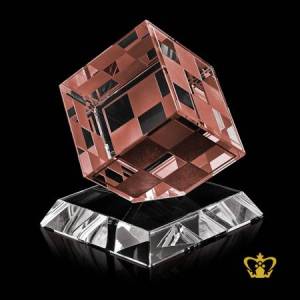 Crystal-Puzzle-Cube-with-Clear-Base-Customized-Logo-Text-Color-Bronze