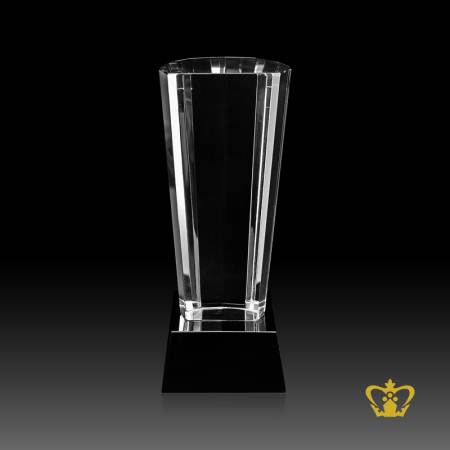 Crystal-trophy-facet-cuts-customized-black-base-logo-text-