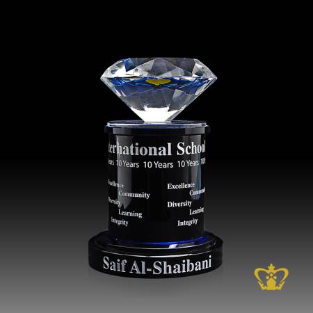 Diamond-trophy-blue-crystal-customized-logo-text