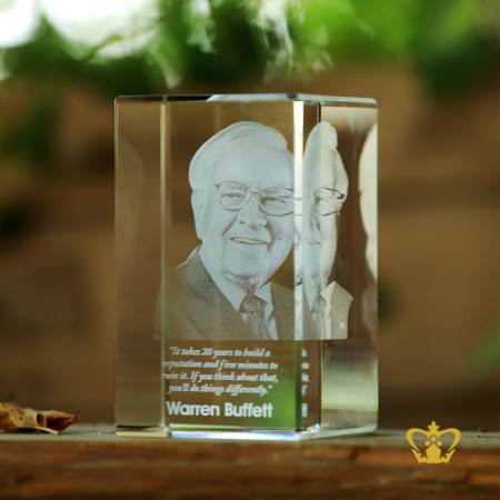 3D-laser-engraved-crystal-rectangular-cube-Warren-Buffett-with-his-most-popular-quotes-etched