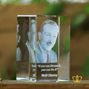Walt-Disney-3D-laser-engraved-crystal-rectangular-cube-with-his-most-popular-quotes-etched