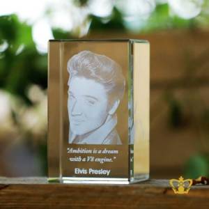 Elvis-Presley-3D-laser-engraved-crystal-rectangular-cube-with-his-most-popular-quotes-etched