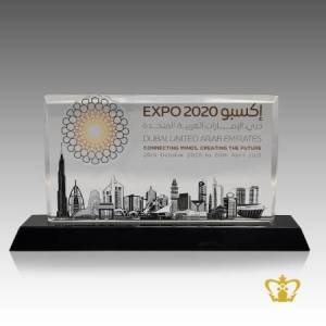 Custom-made-crystal-rectangular-plaque-theme-EXPO-2020-customize-text-engraving-logo-base-UAE-famous-souvenirs