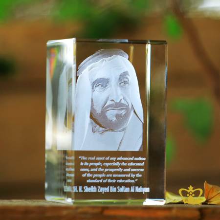 3D-laser-engraved-crystal-rectangular-cube-H-H-Sheikh-Zayed-Bin-Sultan-Al-Nahyan-with-his-most-popular-quotes-etched-Inspirational-Motivational-Gifts-60X60X100-MM