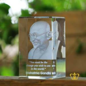 3D-laser-engraved-crystal-rectangular-cube-Mahatma-Gandhi-with-his-most-popular-quotes-etched-Inspirational-Motivational-Gifts-