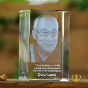 Crystal-rectangular-cube-3D-laser-engraved-Dalai-Lama-with-his-most-popular-quotes-etched