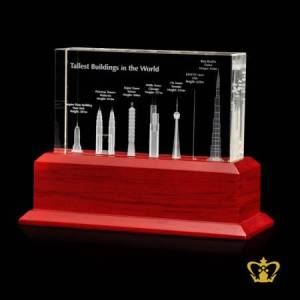 Tallest-Building-in-the-World-3D-Laser-Engraved-Corporate-VIP-Gift-with-Wooden-base-Customized-Logo-Text-