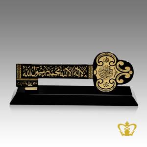 Classic-black-crystal-key-cutout-with-base-hand-carved-Quran-verse-ilaha-illallah-muhammad-rasulullah-Religious-Occasions-Ramadan-Eid-Gifts-souvenir