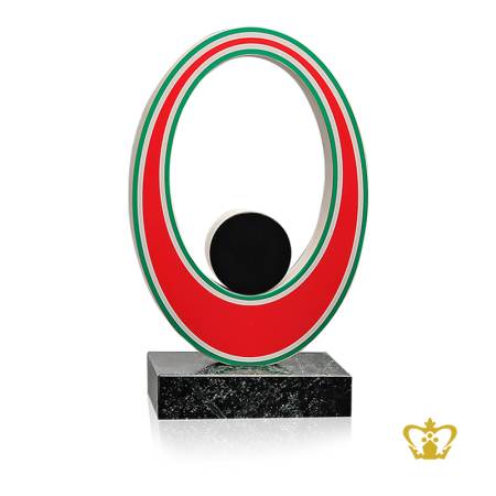 Personalized-marble-oval-art-trophy-black-green-and-red-color-customized-logo-text-