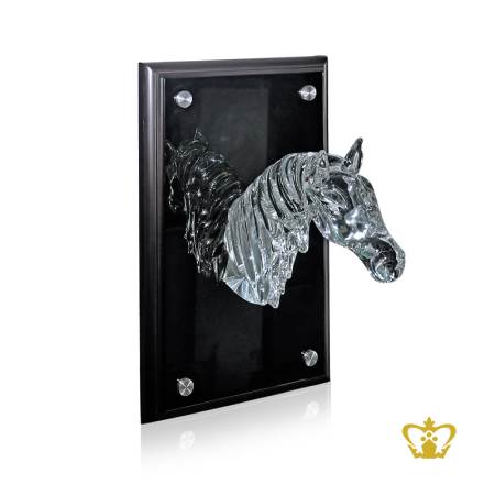 Personalized-crystal-replica-of-horse-head-with-crystal-black-frame-customized-text-engraving-logo-UAE-famous-gifts