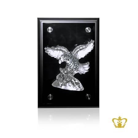 Masterpiece-Artistry-Crystal-Replica-of-a-Falcon-with-Intricate-Design-in-a-Crystal-Black-Frame