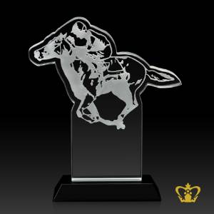 Customize-horse-riding-crystal-trophy-stands-on-black-base-custom-logo-text-engraving-UAE-famous-souvenirs