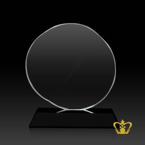 Handcrafted-Crystal-Circle-Trophy-Stands-On-Black-Crystal-Base-Customize-Text-Engraving