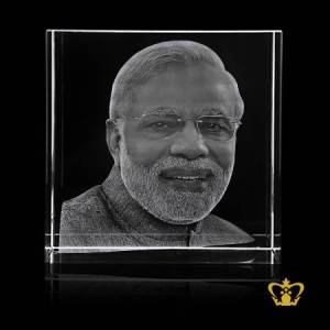 Crystal-rectangular-cube-3D-laser-engraved-Narendra-Modi-etched