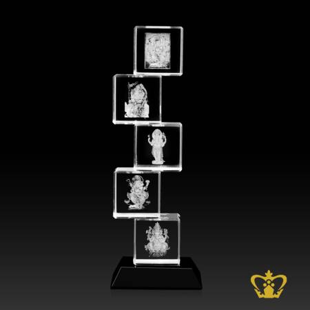 Hindu-religious-gift-item-a-crystal-cube-stack-engraved-with-3D-Laser-lord-Ganesh-images-special-occasions-Indian-festival-gifts