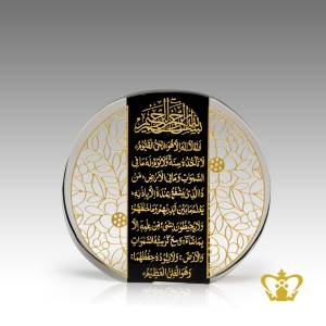 Black-and-clear-crystal-round-paper-weight-Arabic-word-calligraphy-engraved-Ayat-Al-Kursi-Islamic-occasions-religious-gift-ramadan-souvenir