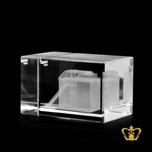 Crystal-cube-engrave-with-DP-world-in-3D-laser-customize-text-and-logo