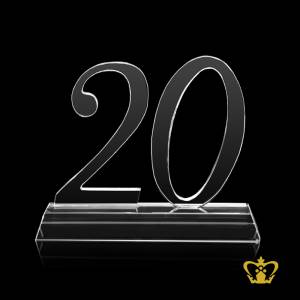 Number-20-crystal-cutout-ten-years-appreciation-service-award-trophy-with-clear-base-customized-logo-text