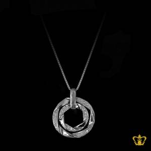 Elegant-gorgeous-silver-round-pendant-inlaid-with-crystal-diamonds-lovely-gift-for-her