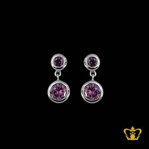 Round-dangling-earring-inlaid-with-purple-crystal-diamond-exquisite-jewelry-gift-for-her