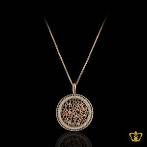 Golden-circle-pendant-embellished-with-sparkling-multi-color-crystal-diamond-gorgeous-gift-for-her