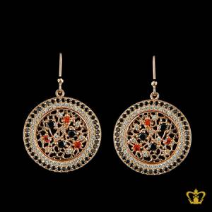 Golden-circle-earring-embellished-with-sparkling-multi-color-crystal-diamond-gorgeous-gift-for-her