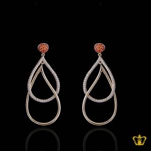 Gorgeous-golden-double-drop-earring-inlaid-with-crystal-diamond-lovely-gift-for-her