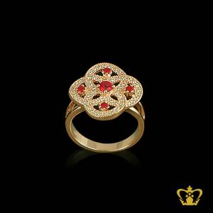 Elusive-golden-designer-ring-inlaid-with-red-ruby-color-crystal-elegant-gift-for-her