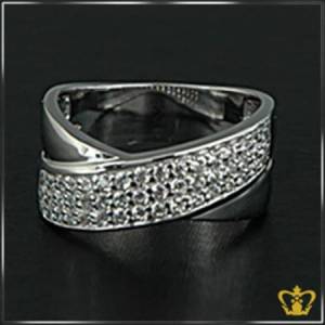 Silver-cross-ring-inlaid-with-clear-crystal-diamond-elegant-gift-for-her