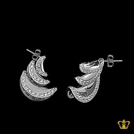 Stylish-silver-moon-earring-inlaid-with-crystal-diamonds-lovely-designer-gift-for-her
