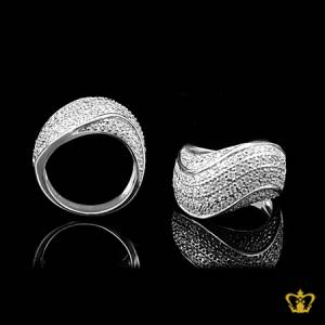 Silver-wave-designer-ring-inlaid-with-exclusive-crystal-diamonds-elegant-gift-for-her