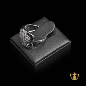 Classy-voguish-silver-leaf-ring-inlaid-with-crystal-diamonds-lovely-gift-for-her