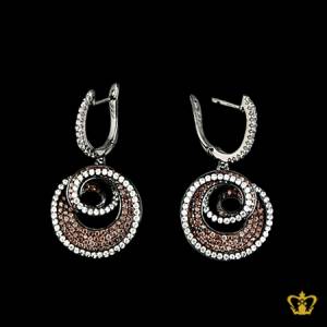 Classy-stylish-round-earring-inlaid-with-brown-crystal-diamond-lovely-gift-for-her