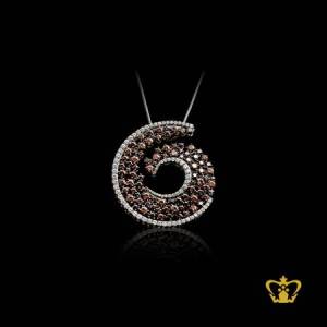 Designer-spiral-pendant-inlaid-with-brown-crystal-diamonds-lovely-gift-for-her