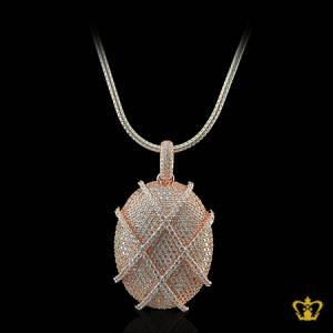 Designer-oval-rose-gold-color-elegant-cross-pattern-pendant-inlaid-with-crystal-diamonds-lovely-gift-for-her