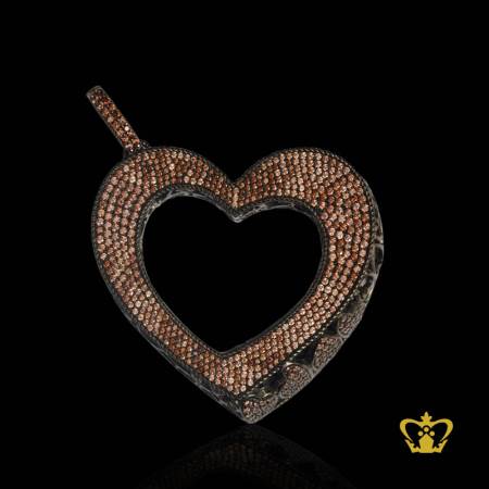 Heart-pendant-embellished-with-brown-sparkling-crystal-diamond-gorgeous-gift-for-her