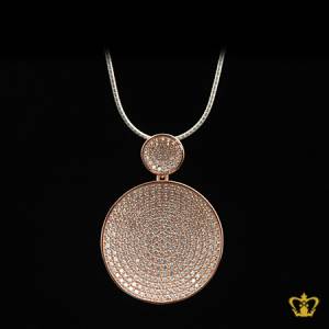 Lovely-round-pink-golden-pendant-embellish-with-clear-crystal-diamond-elegant-gift-for-her