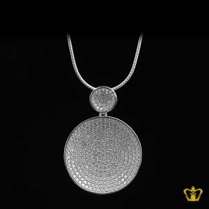 Lovely-round-silver-pendant-embellish-with-clear-crystal-diamond-elegant-gift-for-her