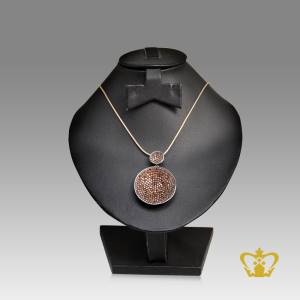 Lovely-round-brown-pendant-embellish-with-brown-crystal-diamond-elegant-gift-for-her