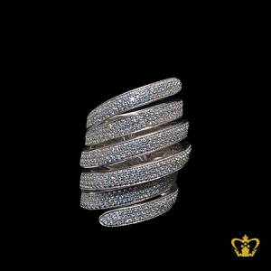 Opulent-luxurious-designer-spiral-ring-beautifully-inlaid-with-crystal-diamonds-lovely-gift-for-her