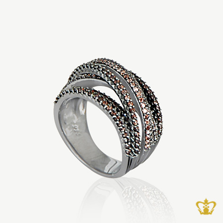 Brown-stylish-twist-ring-embellished-with-crystal-diamond